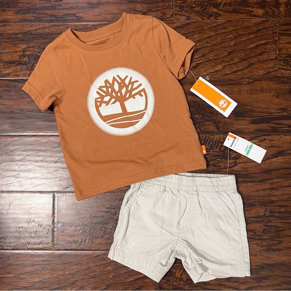 NWT Timberland Little Boy Shirt and Shorts Set Size 18 Months